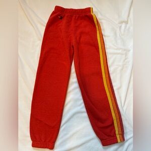 Aviator Nation Kids Red Sweatpants with Yellow Stripe